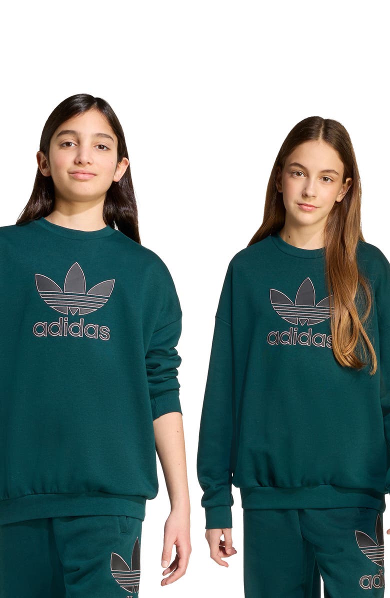 adidas Kids' Trefoil Crewneck Sweatshirt, Alternate, color, Aurora Ivy