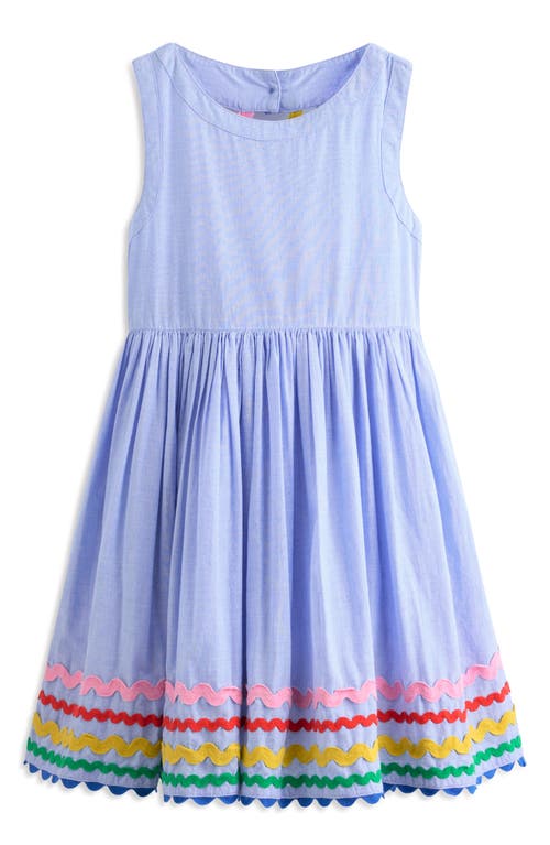 Mini Boden Kids' Harlow Rickrack Trim Dress In End On End/multi Trim