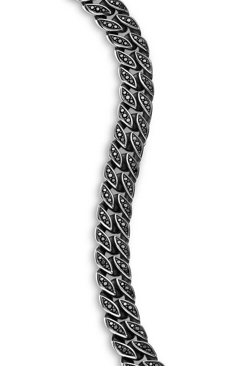 Curb Chain Bracelet in Sterling Silver with Diamonds, 8mm, Alternate, color, BLACK DIAMOND