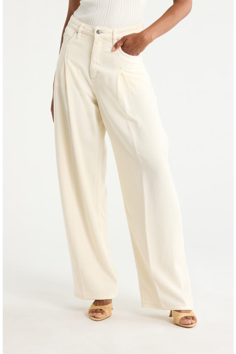 Slouchy Pleated Denim Pants, Main, color, OPEN WHITE