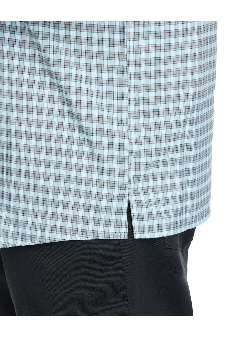 Big & Tall Plaid Microfiber Sport Shirt V2, Alternate, color, BLUE