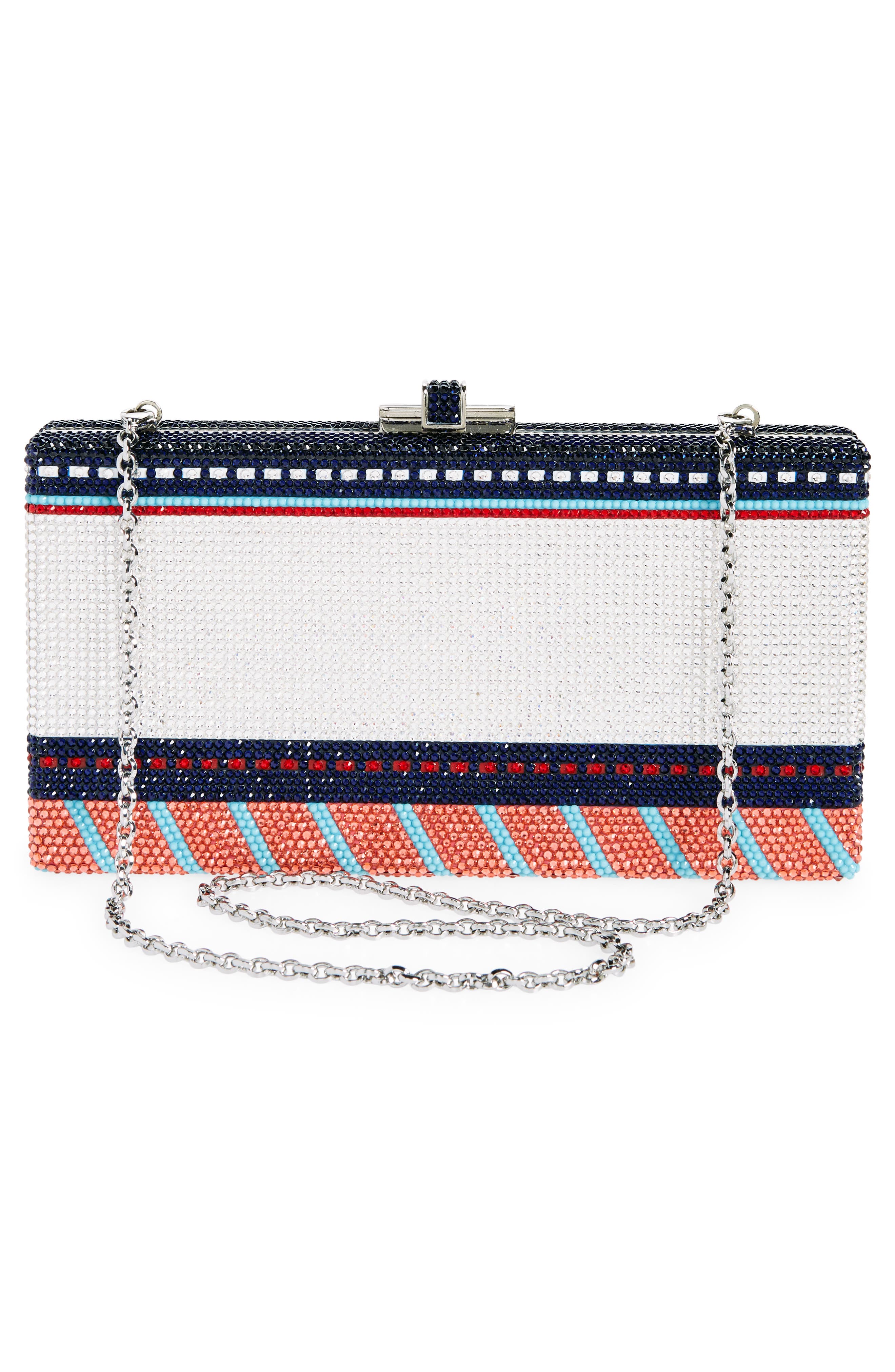 JUDITH LEIBER COUTURE NYC Luggage Tag Crystal Box Clutch, Alternate, color, 