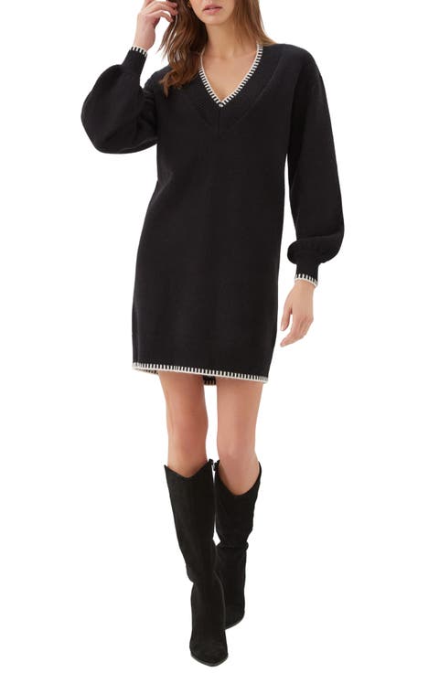 Varsity V-Neck Sweater Dress