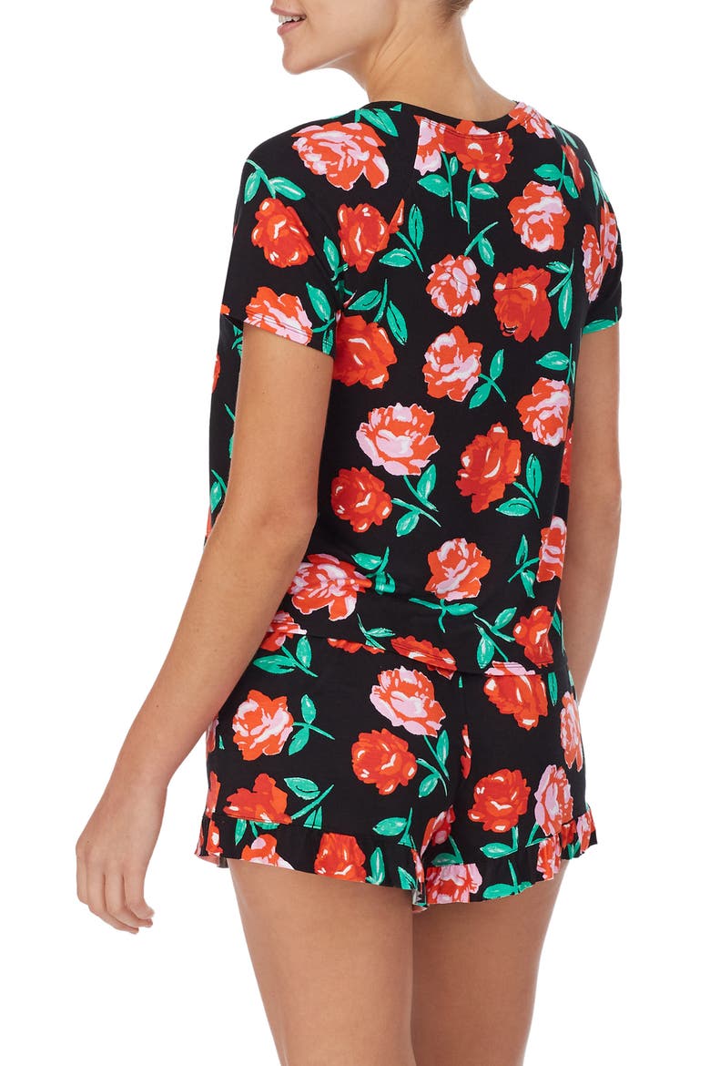 Short Pajamas, Alternate, color, BLACK/ RED FLOWER
