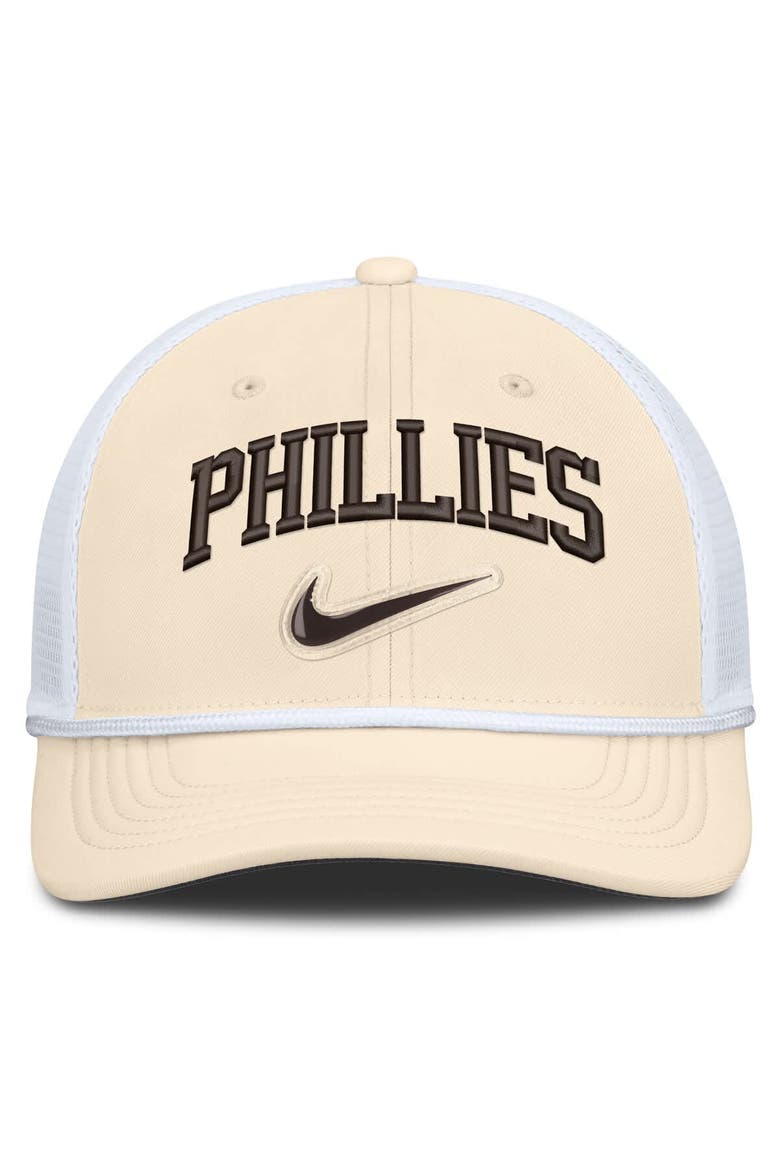 Men's Nike Natural/White Philadelphia Phillies Rise Dri-FIT Trucker Adjustable Hat​, Alternate, color, Natural