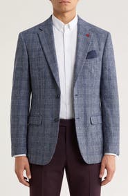 SOUL OF LONDON Plaid Linen & Cotton Blazer