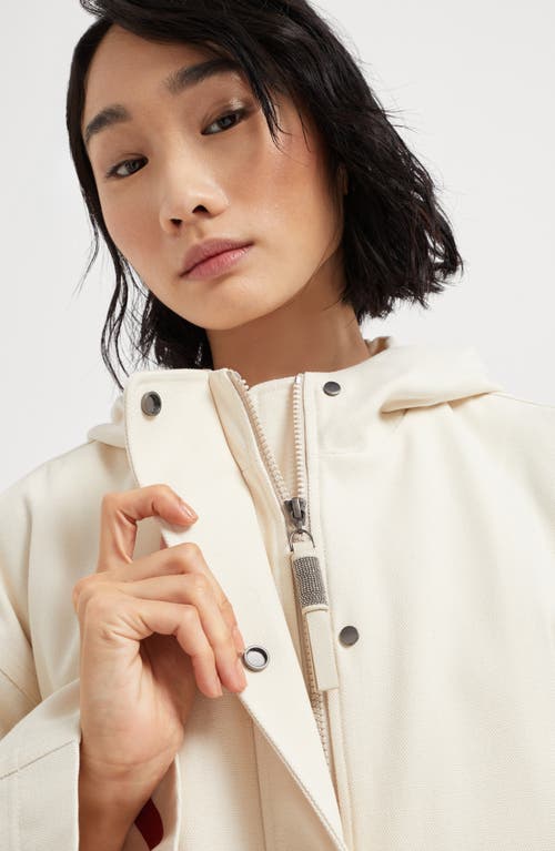 Brunello Cucinelli Hooded Canvas Waterproof Jacket In Panama