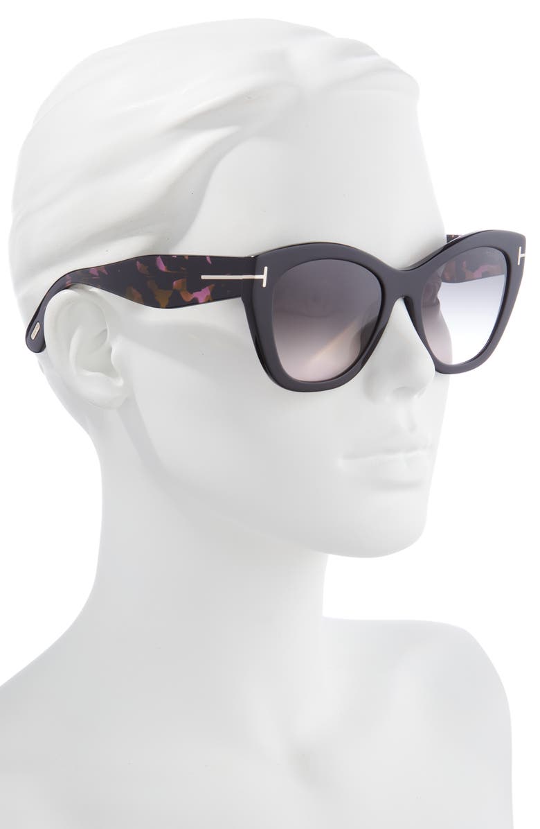 TOM FORD Cara 56mm Square Sunglasses, Alternate, color, Black/Other / Gradient Smoke
