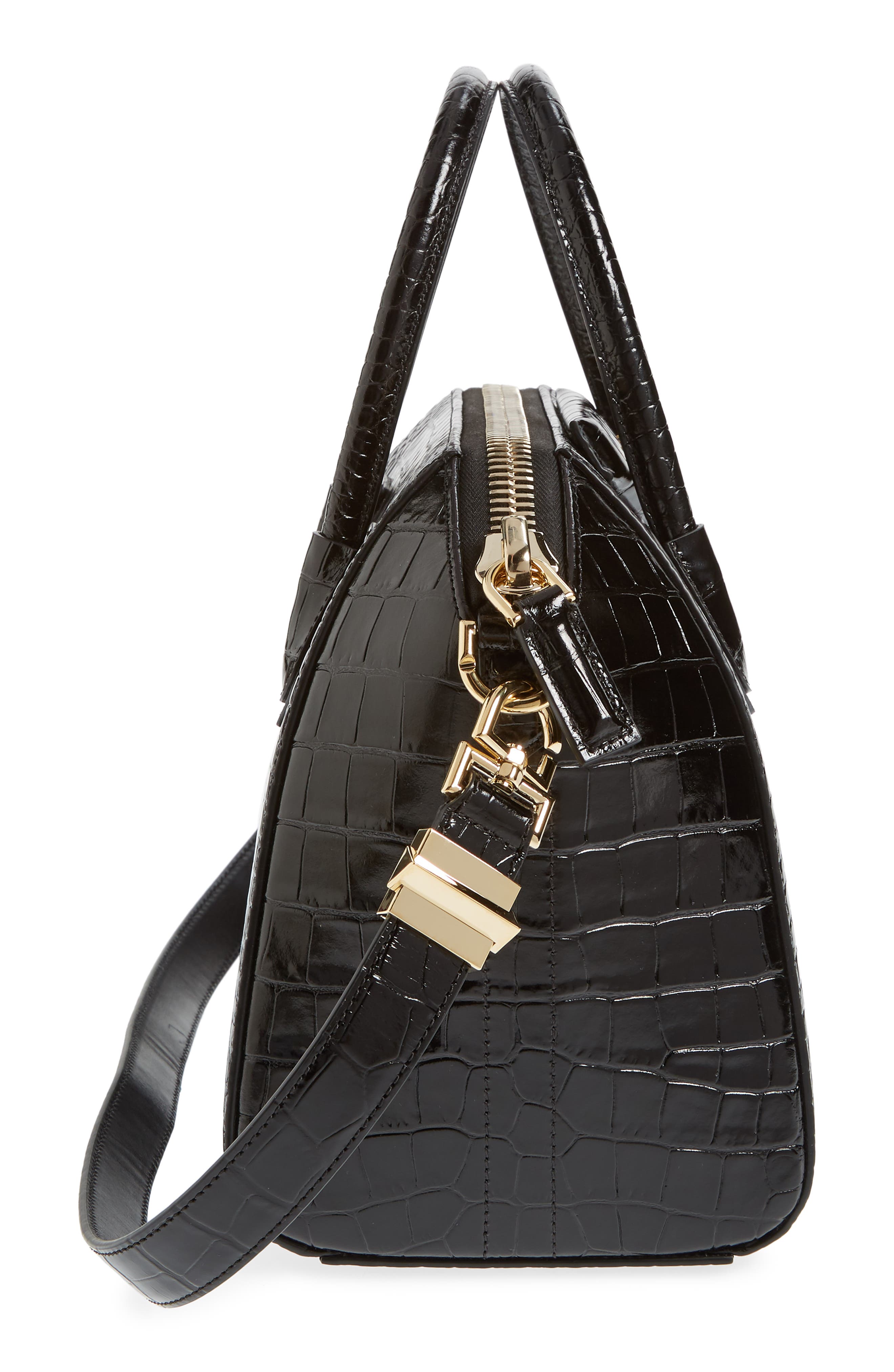 Givenchy Small Antigona Croc Embossed Calfskin Satchel, Alternate, color, 