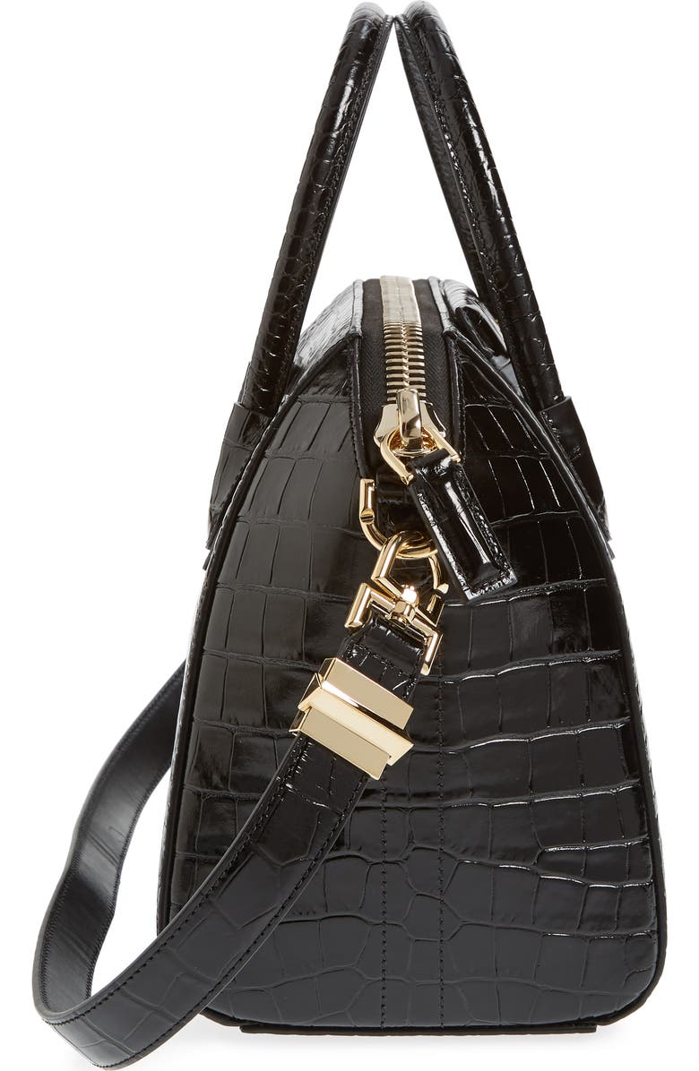 Givenchy Small Antigona Croc Embossed Calfskin Satchel, Alternate, color,