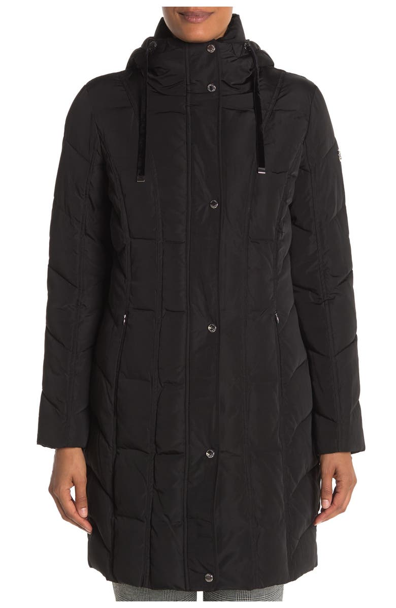 Calvin Klein Hooded Quilted Long Jacket, Alternate, color, 