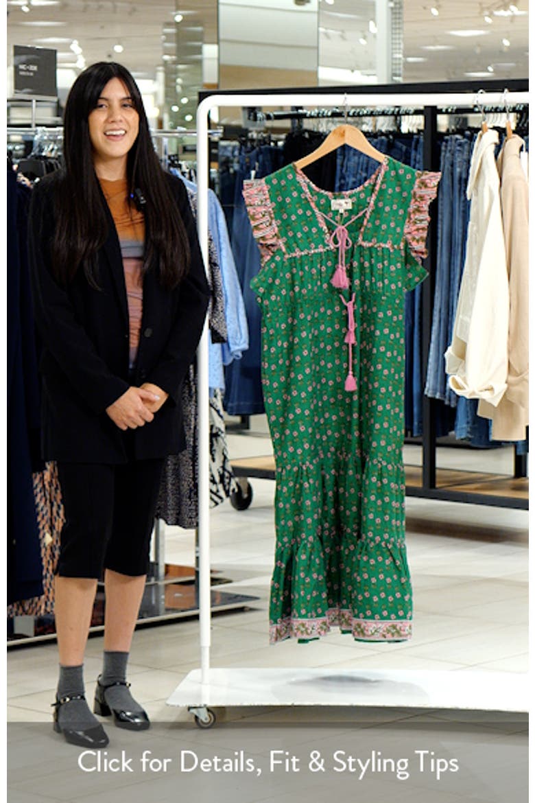 Esme Mixed Print Tassel Tie Cottton Midi Dress video