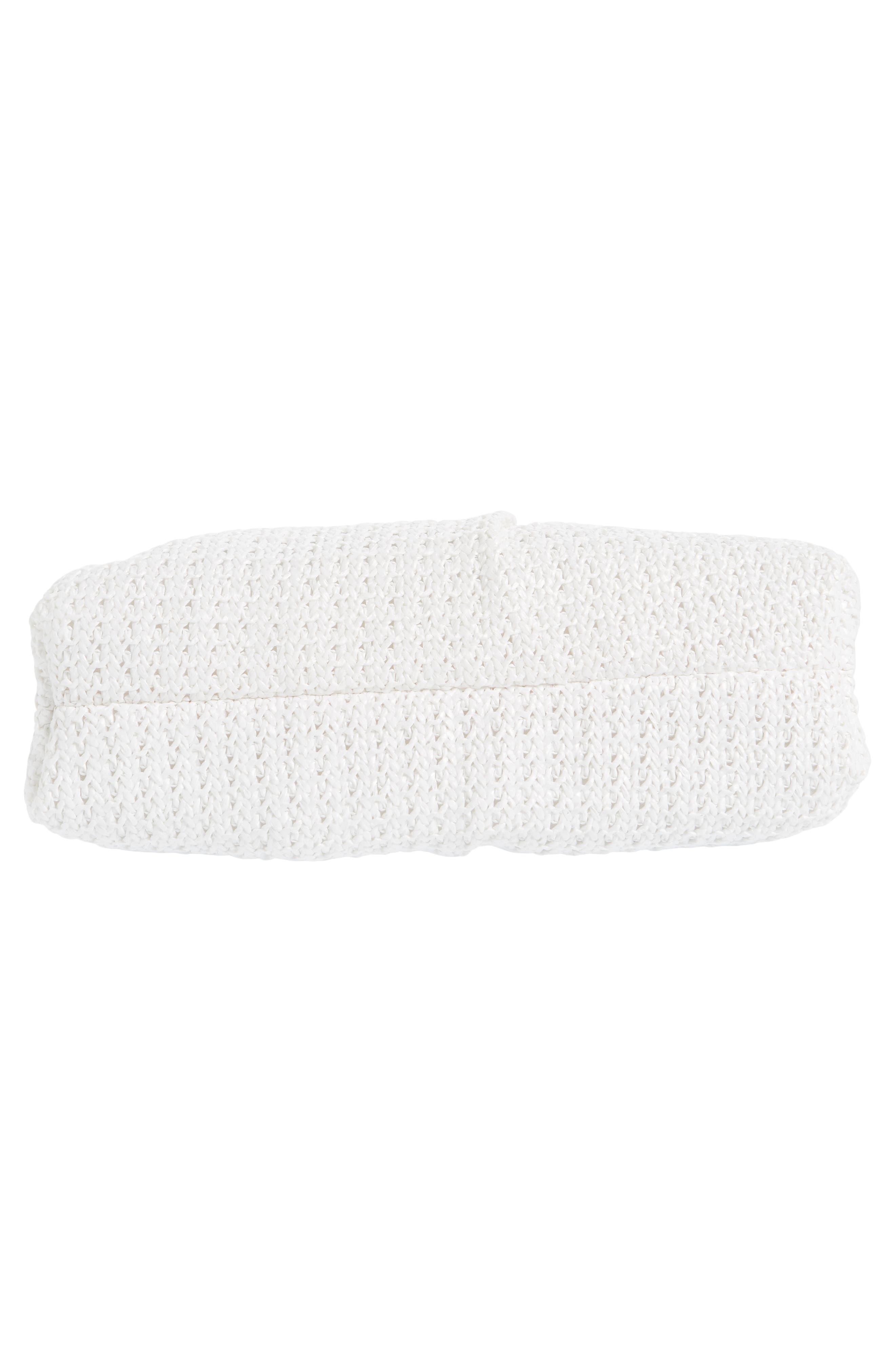 Olga Berg Amalia Pleated Woven Straw Clutch, Alternate, color, White
