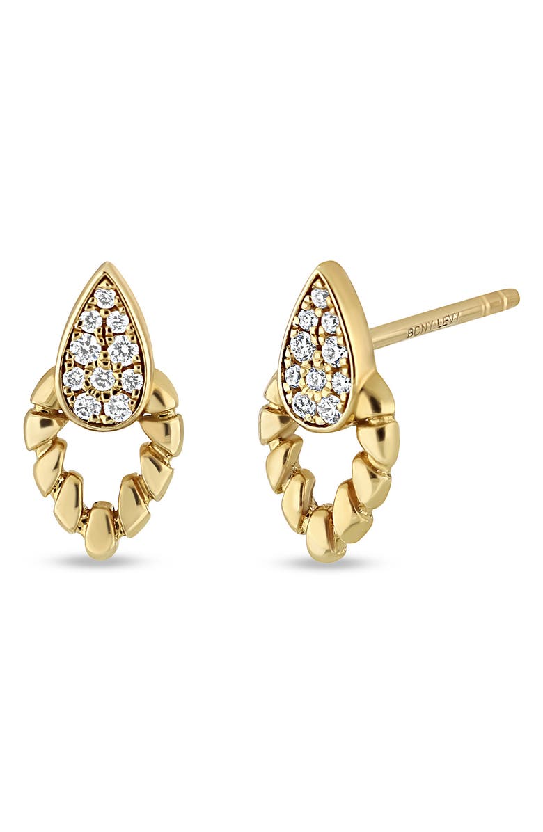 Bony Levy Icon 18K Yellow Gold Pavé Diamond Doorknocker Stud Earrings, Main, color, 