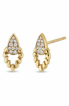 Bony Levy Icon 18K Yellow Gold Pavé Diamond Doorknocker Stud Earrings