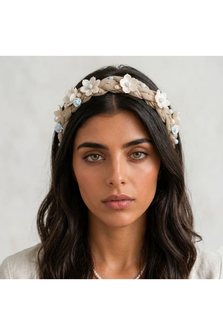 Floral Headband, Alternate, color, Sand