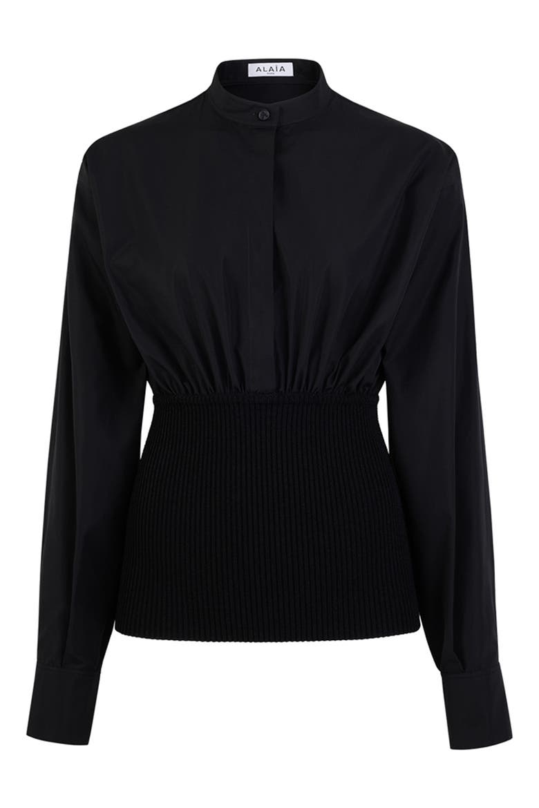 Cinched Cotton Poplin Shirt, Main, color, NOIR ALAIA