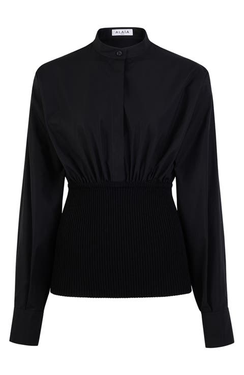 Cinched Cotton Poplin Shirt