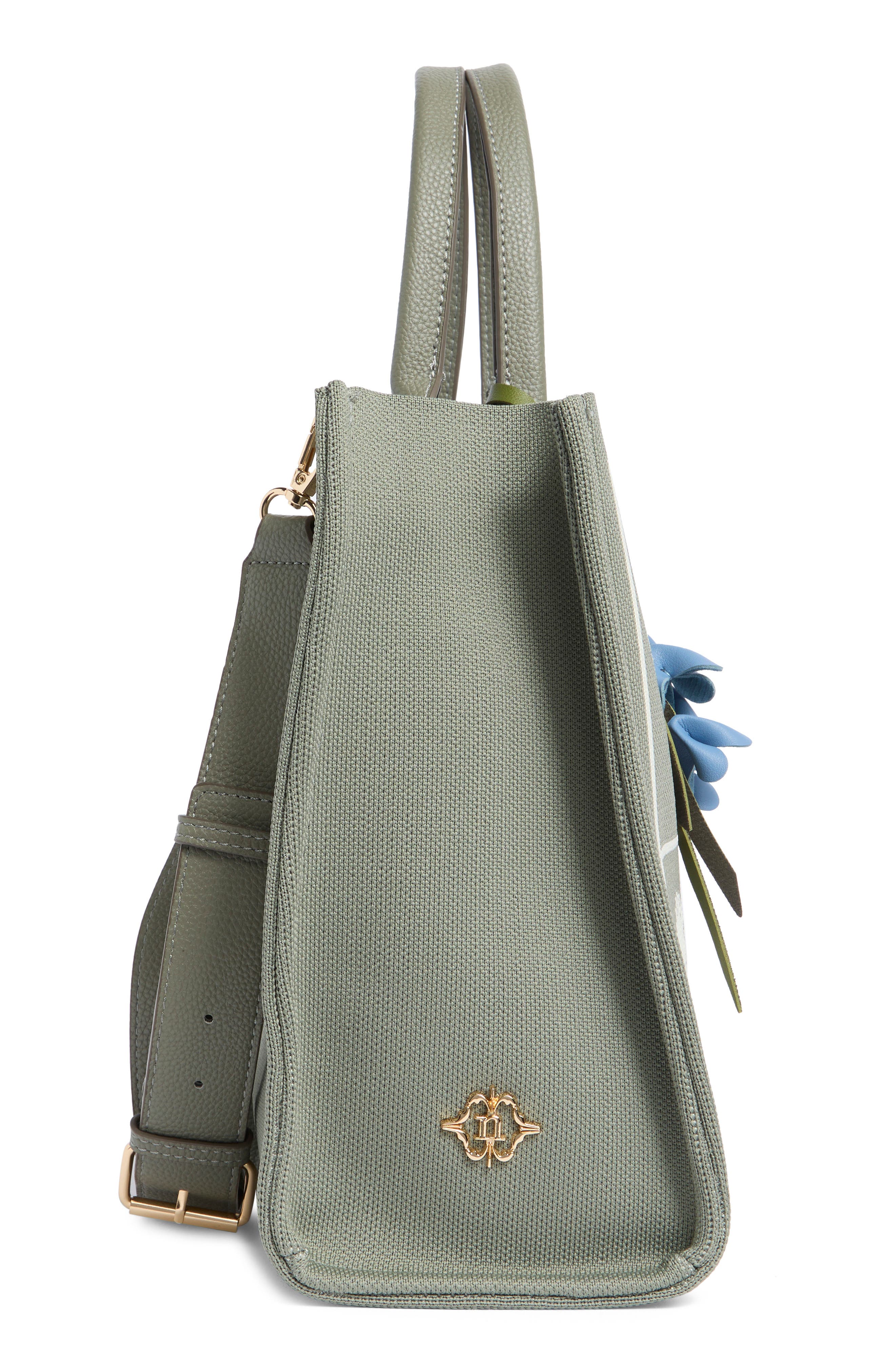 Nanette Lepore Floral Knit Square Satchel, Alternate, color, Dusky Pine Floral Knit