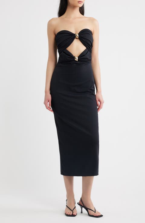 Sandrine Hardware Cutout Detail Strapless Dress