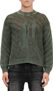 PURPLE BRAND Acid Wash Crew Sweater
