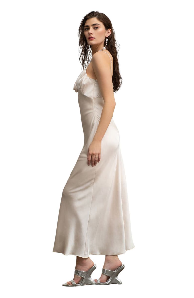 Blu Pepper Flower Satin Midi Dress, Alternate, color, 