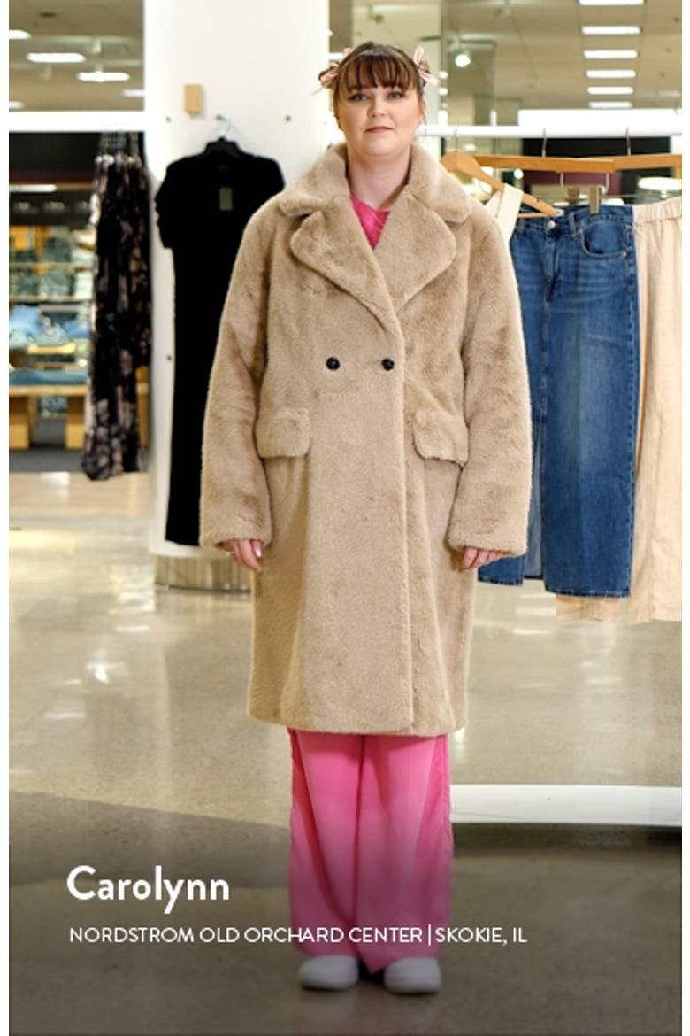 Relaxed Fit Longline Double Breasted Faux Mink Coat video