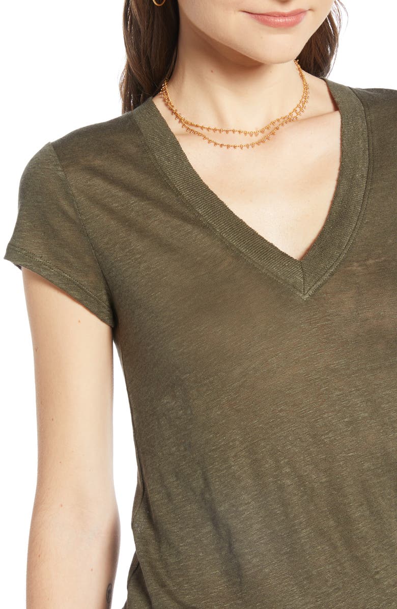 Treasure & Bond Cap Sleeve V-Neck Linen Tee, Alternate, color, 