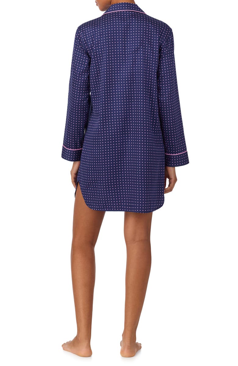 Lauren Ralph Lauren Print Cotton Blend Sleep Shirt, Alternate, color, Navy Dot