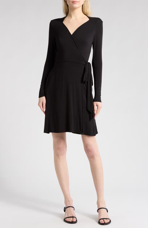 Front Wrap Long Sleeve Dress