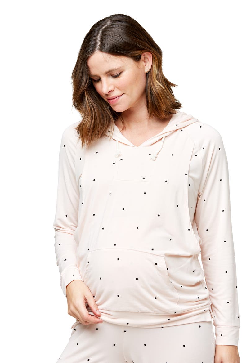 Simone Maternity & Nursing Soft Hoodie, Alternate, color, DOTS
