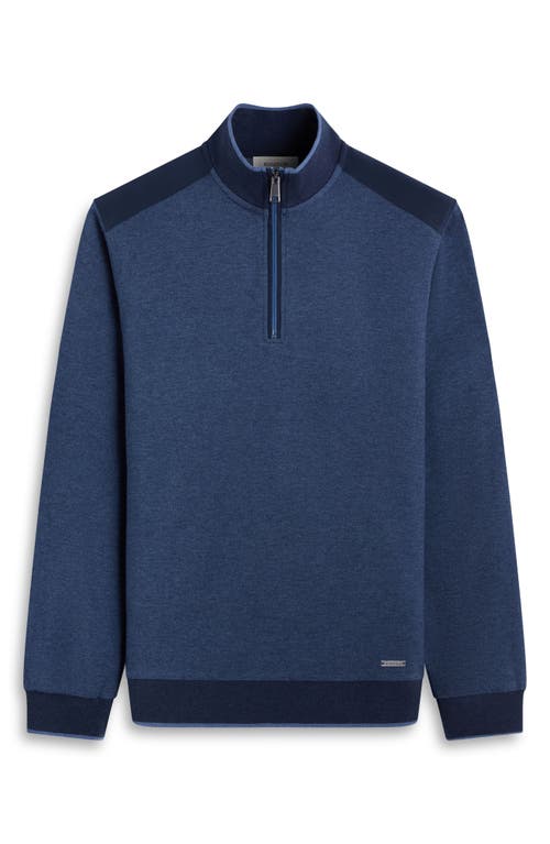 Bugatchi Mélange Quarter Zip Top In Blue