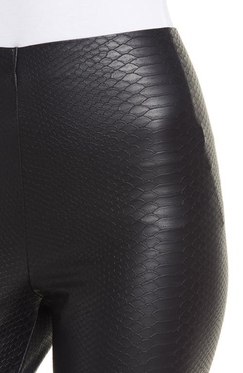 Hue Croc Embossed High Waist Faux Leather Leggings In Black