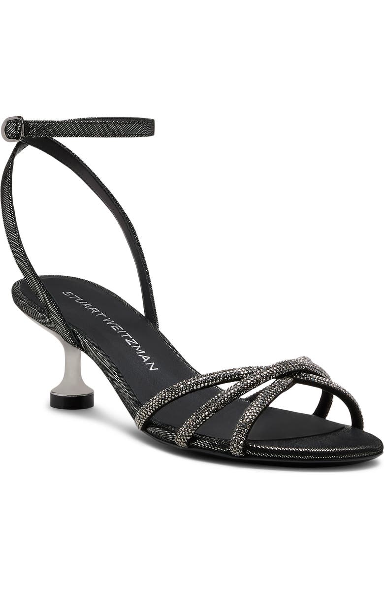 Stuart Weitzman Nudistini Shine Sandal, Main, color, Graphite/ Gunmetal