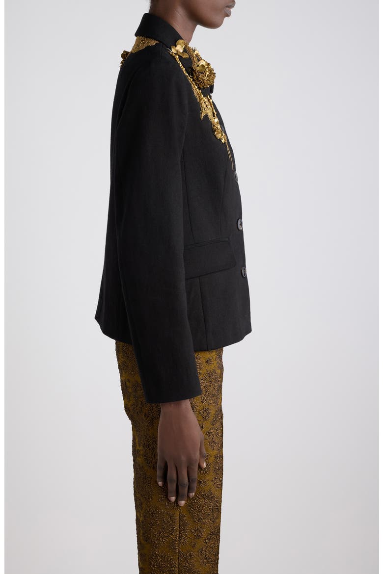 Bettsy Floral Embroidered Cotton Jacket, Alternate, color, BLACK