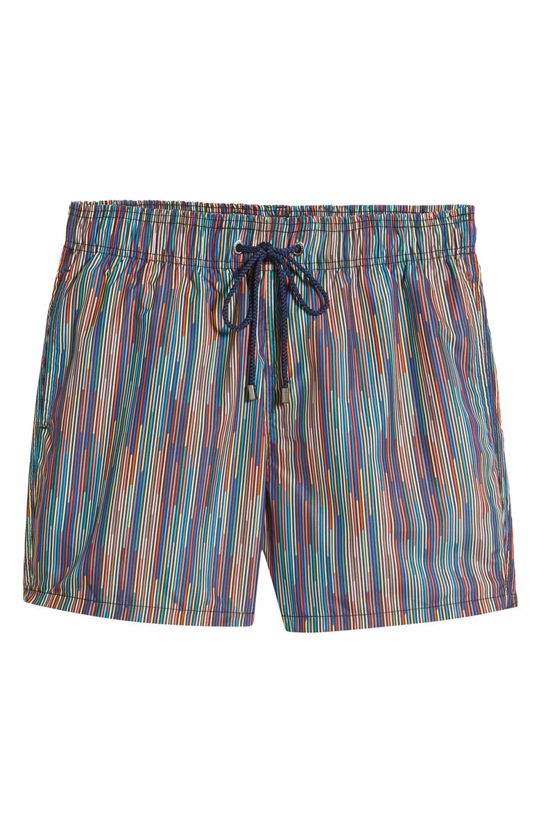 Bugatchi Stripe Swim Trunks, Alternate, color, 