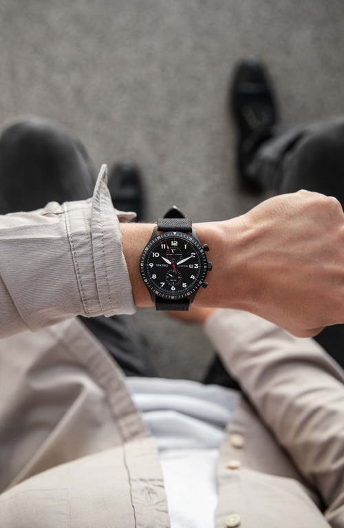 Vincero Altitude Chronograph Fabric Strap Watch, 43mm In Matte Black/red
