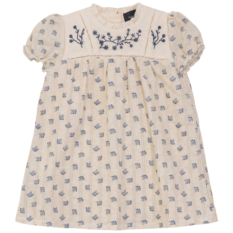 Floral Embroidered Shirred Short Sleeves Dress (Toddler, Little Kid & Big Kid)