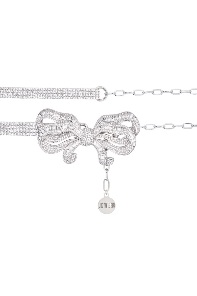 Bow Baguette Belt, Alternate, color, Silver Rhine