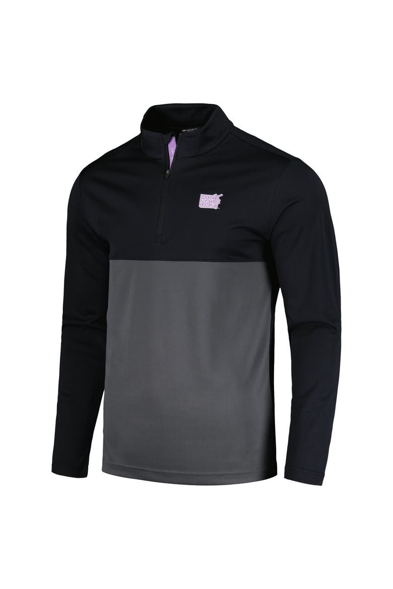 Men's Levelwear Black NHL 2023 Hockey Fights Cancer Pursue Logo Quarter-Zip Top, Alternate, color, Black
