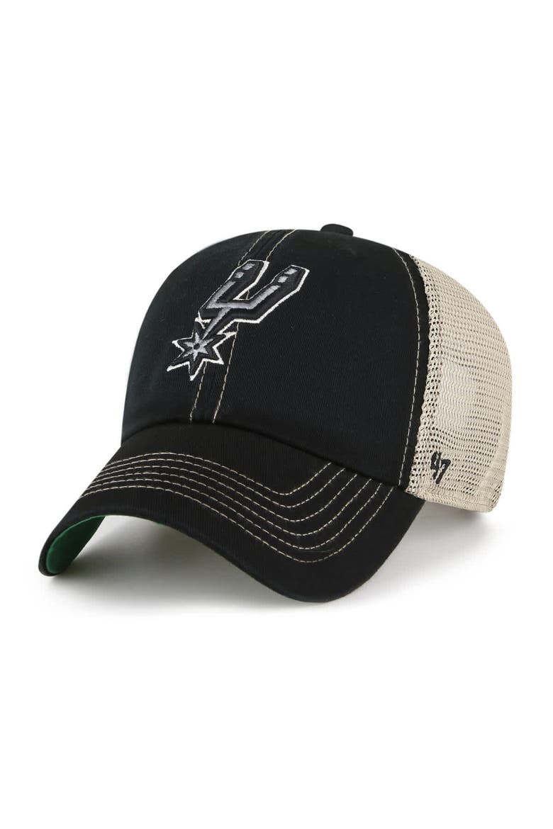 Men's '47 Black San Antonio Spurs Trawler Clean Up Trucker Adjustable Hat, Main, color, Black