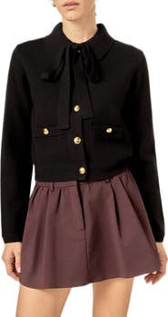 English Factory Detachable Bow Cardigan