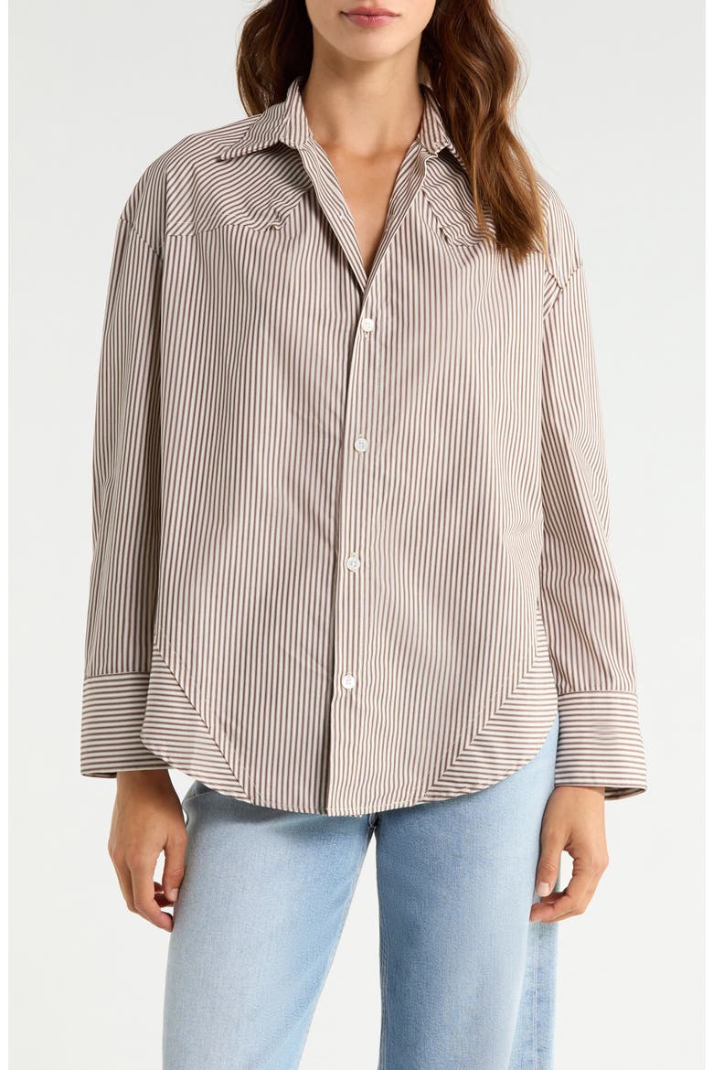 Oversized Striped Cotton Shirt, Main, color, BROWNGLEN STRIPE