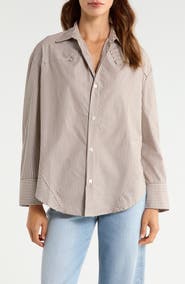 CISSA Oversized Striped Cotton Shirt