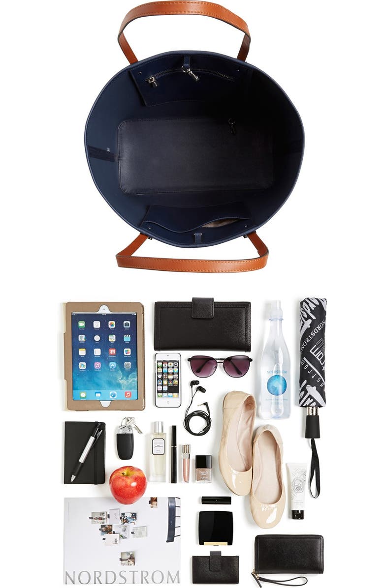 MICHAEL Michael Kors 'Medium Jet Set - Stripe' Leather Travel Tote, Alternate, color,