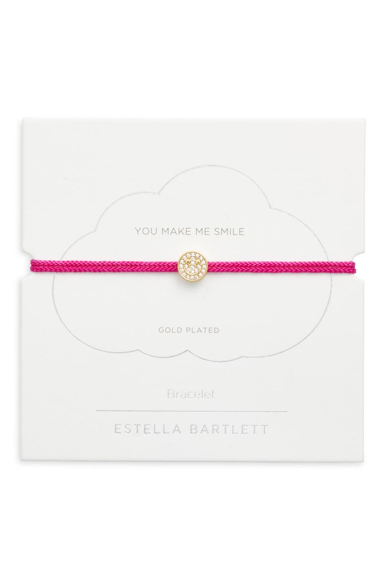 Pavé Smiley Face Slider Bracelet, Main, color, GOLD