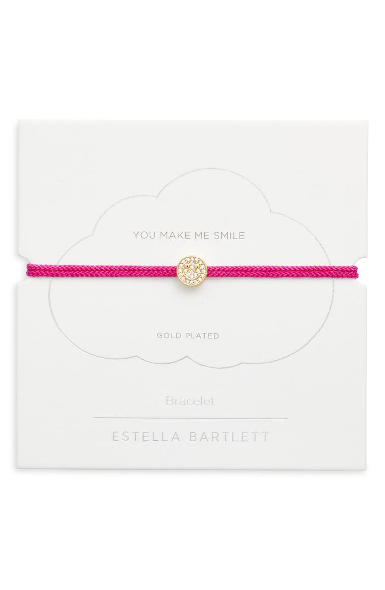Estella Bartlett Pavé Smiley Face Slider Bracelet, Main, color, Gold
