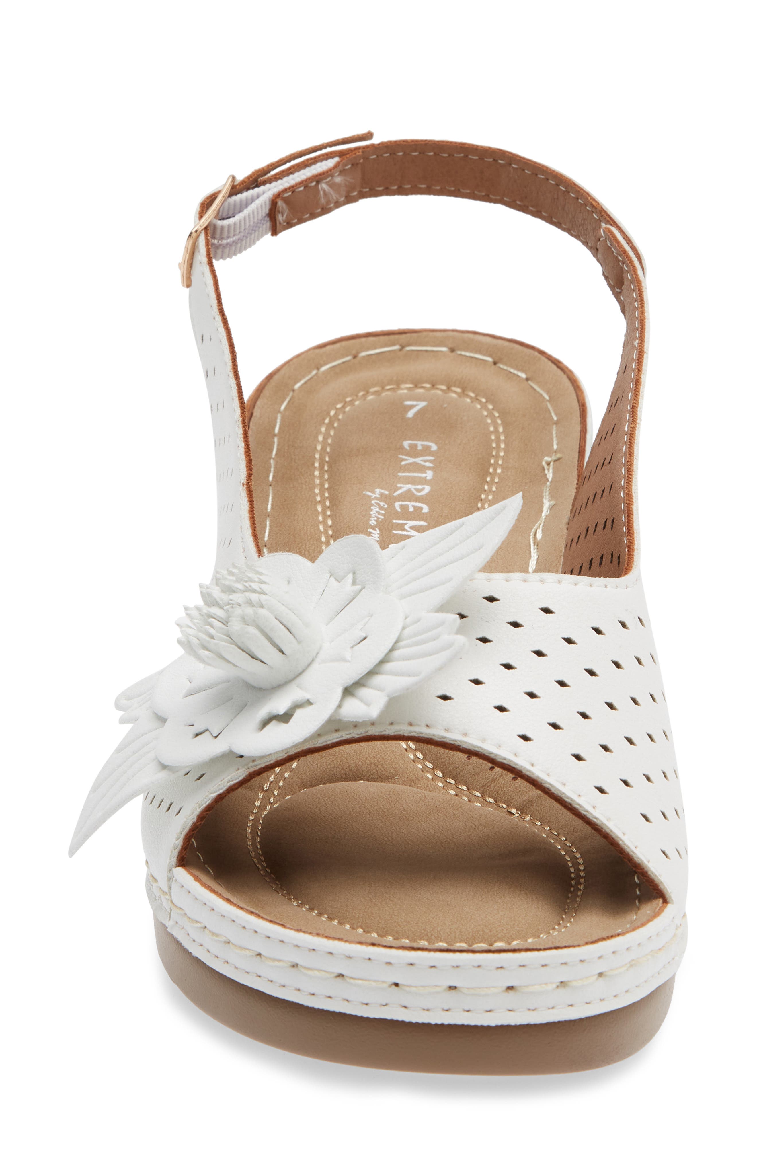Bethea Floral Appliqué Slingback Sandal, Alternate, color, WHITE