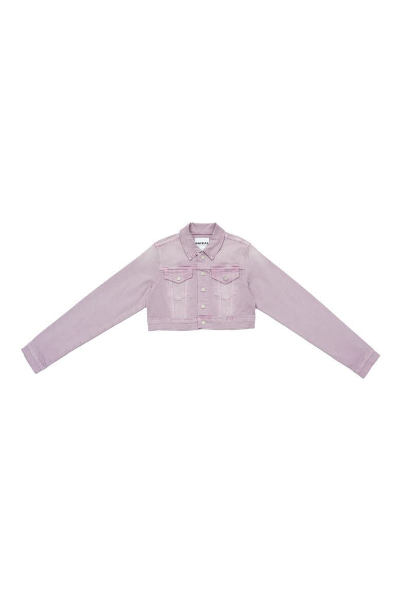 Flora Crop Denim Jacket, Alternate, color, PURPLE
