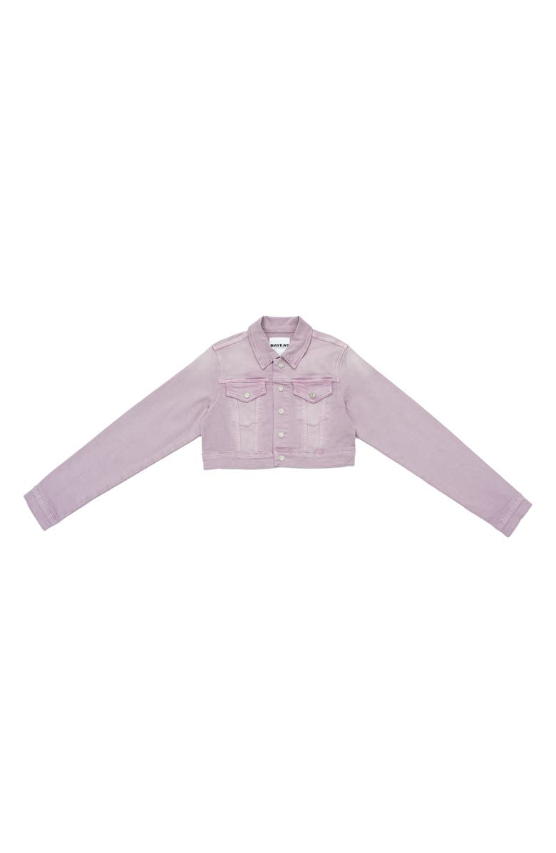 Bayeas Flora Crop Denim Jacket, Alternate, color, Purple